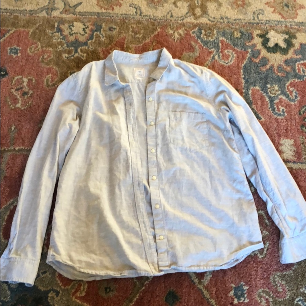 Med cotton grey linen like button down